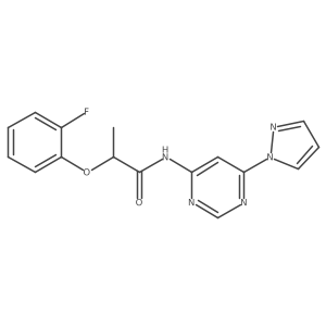 N-(6-(1H-pyrazol-1-yl)pyrimidin-4-yl)-2-(2-fluorophenoxy)propanamide结构式