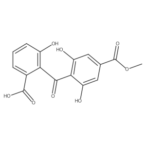 2-(2,6-dihydroxy-4-methoxycarbonyl-benzoyl)-3-hydroxy-benzoic acid Structure