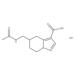 5-(acetamidomethyl)-4H,5H,6H,7H-pyrazolo[1,5-a]pyridine-3-carboxylic acid hydrochloride结构式