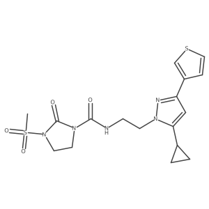 N-(2-(5-cyclopropyl-3-(thiophen-3-yl)-1H-pyrazol-1-yl)ethyl)-3-(methylsulfonyl)-2-oxoimidazolidine-1-carboxamide Structure