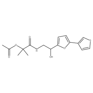 1-((2-Hydroxy-2-(5-(thiophen-3-yl)furan-2-yl)ethyl)amino)-2-methyl-1-oxopropan-2-yl acetate Structure