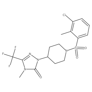 1-(1-((3-chloro-2-methylphenyl)sulfonyl)piperidin-4-yl)-4-methyl-3-(trifluoromethyl)-1H-1,2,4-triazol-5(4H)-one结构式