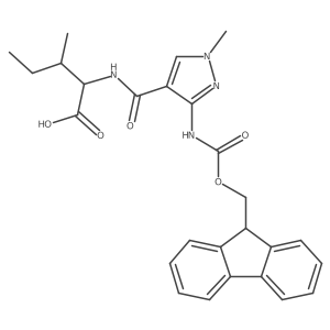 (2S,3S)-2-{[3-({[(9H-fluoren-9-yl)methoxy]carbonyl}amino)-1-methyl-1H-pyrazol-4-yl]formamido}-3-methylpentanoic acid Structure