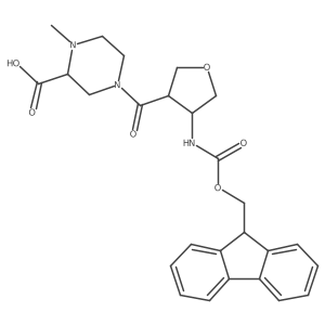 4-[4-({[(9H-fluoren-9-yl)methoxy]carbonyl}amino)oxolane-3-carbonyl]-1-methylpiperazine-2-carboxylic acid结构式