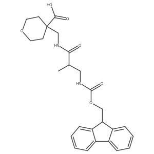 4-{[3-({[(9H-fluoren-9-yl)methoxy]carbonyl}amino)-2-methylpropanamido]methyl}oxane-4-carboxylic acid Structure