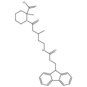 1-[5-({[(9H-fluoren-9-yl)methoxy]carbonyl}amino)-3-methylpentanoyl]-2-methylpiperidine-2-carboxylic acid Structure