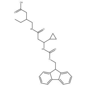 3-{[3-cyclopropyl-3-({[(9H-fluoren-9-yl)methoxy]carbonyl}amino)propanamido]methyl}pentanoic acid结构式