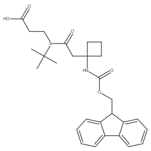 3-{N-tert-butyl-2-[1-({[(9H-fluoren-9-yl)methoxy]carbonyl}amino)cyclobutyl]acetamido}propanoic acid结构式