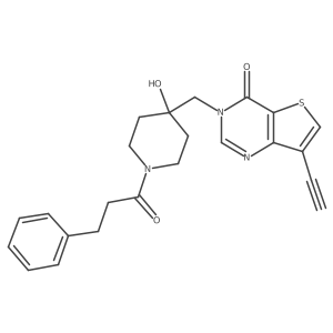 7-Ethynyl-3-((4-hydroxy-1-(3-phenylpropanoyl)piperidin-4-yl)methyl)thieno[3,2-d]pyrimidin-4(3H)-one结构式