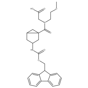 rac-2-{1-[(1R,3R,5R)-3-({[(9H-fluoren-9-yl)methoxy]carbonyl}amino)bicyclo[3.1.0]hexan-1-yl]-N-(2-methoxyethyl)formamido}acetic acid结构式