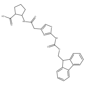 rac-(1R,2S)-2-{2-[2-({[(9H-fluoren-9-yl)methoxy]carbonyl}amino)-1,3-thiazol-4-yl]acetamido}cyclopentane-1-carboxylic acid结构式