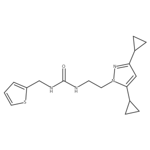 1-(2-(3,5-dicyclopropyl-1H-pyrazol-1-yl)ethyl)-3-(thiophen-2-ylmethyl)urea结构式