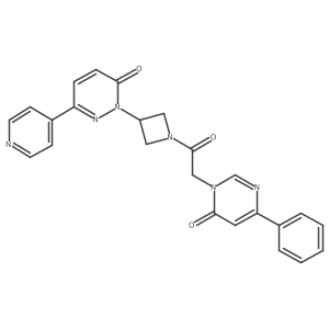 2-{1-[2-(6-Oxo-4-phenyl-1,6-dihydropyrimidin-1-yl)acetyl]azetidin-3-yl}-6-(pyridin-4-yl)-2,3-dihydropyridazin-3-one结构式