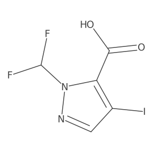 1-(difluoromethyl)-4-iodo-1H-pyrazole-5-carboxylic acid结构式