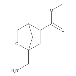 rac-methyl (1R,4R,5R)-1-(aminomethyl)-2-oxabicyclo[2.2.1]heptane-5-carboxylate结构式