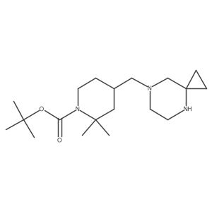 Tert-butyl 4-(4,7-diazaspiro[2.5]octan-7-ylmethyl)-2,2-dimethyl-piperidine-1-carboxylate结构式