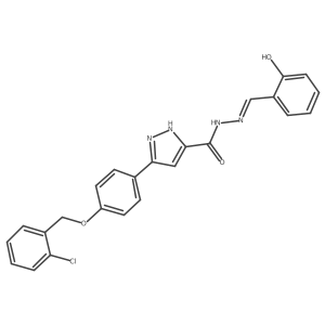 3-{4-[(2-chlorobenzyl)oxy]phenyl}-N'-[(E)-(2-hydroxyphenyl)methylidene]-1H-pyrazole-5-carbohydrazide Structure