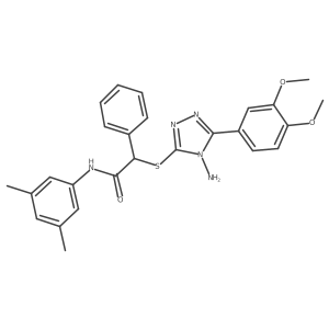 2-((4-Amino-5-(3,4-dimethoxyphenyl)-4H-1,2,4-triazol-3-yl)thio)-N-(3,5-dimethylphenyl)-2-phenylacetamide结构式