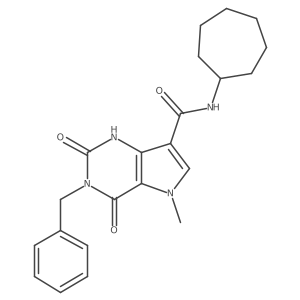 3-benzyl-N-cycloheptyl-5-methyl-2,4-dioxo-2,3,4,5-tetrahydro-1H-pyrrolo[3,2-d]pyrimidine-7-carboxamide结构式