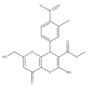 Methyl 2-amino-4-(3-chloro-4-nitrophenyl)-6-(hydroxymethyl)-8-oxo-4,8-dihydropyrano[3,2-b]pyran-3-carboxylate结构式