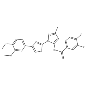 N-(1-(4-(3,4-dimethoxyphenyl)thiazol-2-yl)-3-methyl-1H-pyrazol-5-yl)-3,4-difluorobenzamide结构式
