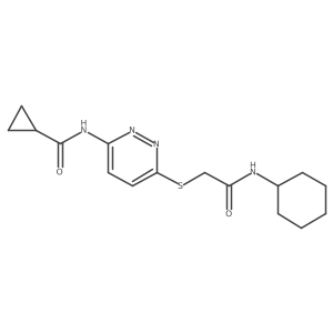 N-(6-((2-(cyclohexylamino)-2-oxoethyl)thio)pyridazin-3-yl)cyclopropanecarboxamide Structure