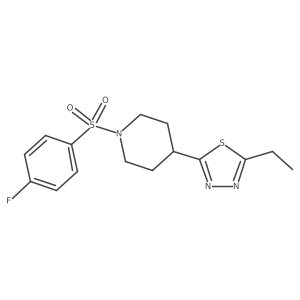 2-Ethyl-5-(1-((4-fluorophenyl)sulfonyl)piperidin-4-yl)-1,3,4-thiadiazole结构式