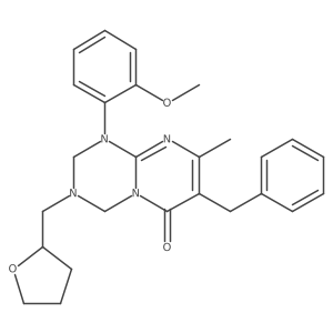 7-benzyl-1-(2-methoxyphenyl)-8-methyl-3-(tetrahydro-2-furanylmethyl)-1,2,3,4-tetrahydro-6H-pyrimido[1,2-a][1,3,5]triazin-6-one结构式