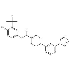 4-(6-(1H-pyrazol-1-yl)pyrimidin-4-yl)-N-(4-chloro-3-(trifluoromethyl)phenyl)piperazine-1-carboxamide Structure