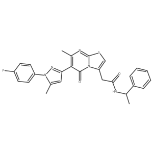 2-{6-[1-(4-fluorophenyl)-5-methyl-1H-pyrazol-3-yl]-7-methyl-5-oxo-5H-[1,3]thiazolo[3,2-a]pyrimidin-3-yl}-N~1~-(1-phenylethyl)acetamide Structure