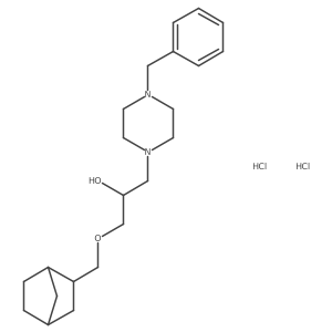 1-(4-benzylpiperazin-1-yl)-3-((1R,4S)-bicyclo[2.2.1]heptan-2-ylmethoxy)propan-2-ol dihydrochloride结构式