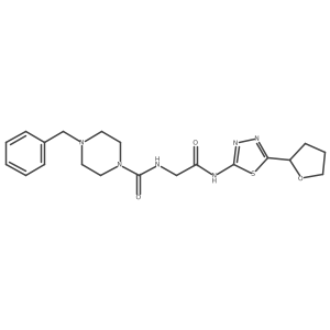 4-benzyl-N-(2-oxo-2-{[(2Z)-5-(tetrahydrofuran-2-yl)-1,3,4-thiadiazol-2(3H)-ylidene]amino}ethyl)piperazine-1-carboxamide Structure