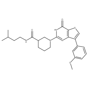 1-[7-(3-methoxyphenyl)-4-oxo-3,4-dihydrothieno[3,2-d]pyrimidin-2-yl]-N-(3-methylbutyl)piperidine-3-carboxamide结构式
