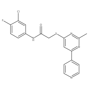 N-(3-chloro-4-fluorophenyl)-2-((2-methyl-6-(pyridin-4-yl)pyrimidin-4-yl)thio)acetamide结构式