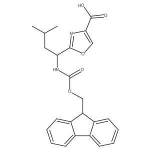 (S)-2-(1-((((9H-Fluoren-9-yl)methoxy)carbonyl)amino)-3-methylbutyl)oxazole-4-carboxylic acid结构式