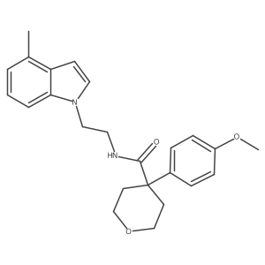 4-(4-methoxyphenyl)-N-[2-(4-methyl-1H-indol-1-yl)ethyl]tetrahydro-2H-pyran-4-carboxamide结构式