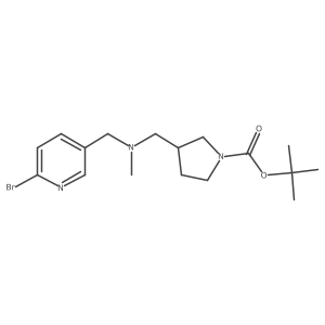 tert-Butyl 3-((((6-bromopyridin-3-yl)methyl)(methyl)amino)methyl)pyrrolidine-1-carboxylate Structure