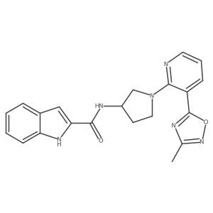 N-(1-(3-(3-methyl-1,2,4-oxadiazol-5-yl)pyridin-2-yl)pyrrolidin-3-yl)-1H-indole-2-carboxamide结构式