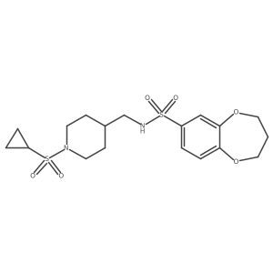 N-((1-(cyclopropylsulfonyl)piperidin-4-yl)methyl)-3,4-dihydro-2H-benzo[b][1,4]dioxepine-7-sulfonamide结构式