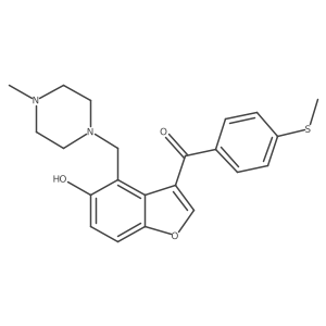 {5-Hydroxy-4-[(4-methylpiperazin-1-yl)methyl]-1-benzofuran-3-yl}[4-(methylsulfanyl)phenyl]methanone结构式