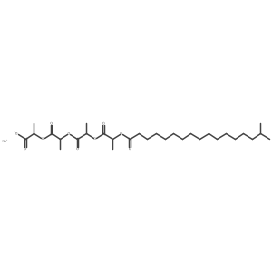 Isooctadecanoic acid, 2-(2-(2-(1-carboxyethoxy)-1-methyl-2-oxoethoxy)-1-methyl-2-oxoethoxy)-1-methyl-2-oxoethyl ester, sodium salt结构式
