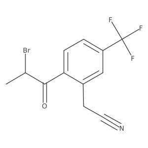CC(Br)C(=O)c1ccc(C(F)(F)F)cc1CC#N结构式
