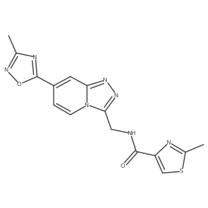 2-methyl-N-((7-(3-methyl-1,2,4-oxadiazol-5-yl)-[1,2,4]triazolo[4,3-a]pyridin-3-yl)methyl)thiazole-4-carboxamide结构式