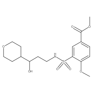 methyl 3-(N-(3-hydroxy-3-(tetrahydro-2H-pyran-4-yl)propyl)sulfamoyl)-4-methoxybenzoate结构式