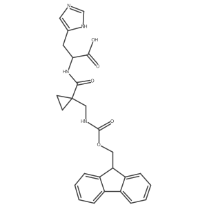 (2S)-2-({1-[({[(9H-fluoren-9-yl)methoxy]carbonyl}amino)methyl]cyclopropyl}formamido)-3-(1H-imidazol-4-yl)propanoic acid结构式