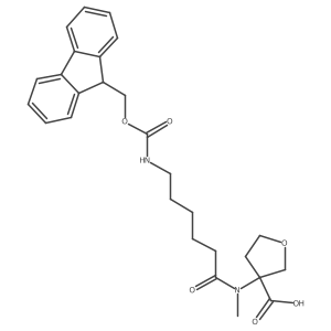 3-[6-({[(9H-fluoren-9-yl)methoxy]carbonyl}amino)-N-methylhexanamido]oxolane-3-carboxylic acid Structure