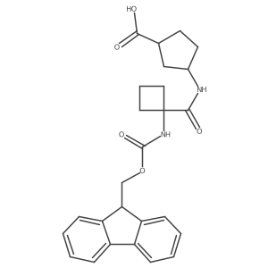 3-[1-({[(9H-fluoren-9-yl)methoxy]carbonyl}amino)cyclobutaneamido]cyclopentane-1-carboxylic acid Structure
