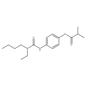 Propanoic acid, 2-methyl-, 4-[[(butylethylamino)carbonyl]amino]phenyl ester结构式