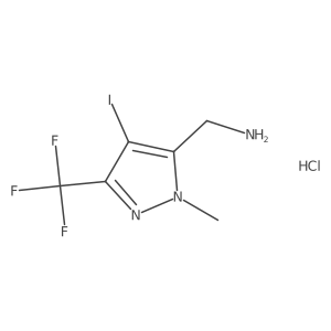 [4-Iodo-1-methyl-3-(trifluoromethyl)-1h-pyrazol-5-yl]methanamine hydrochloride结构式
