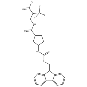 rac-2-({[(1R,3S)-3-({[(9H-fluoren-9-yl)methoxy]carbonyl}amino)cyclopentyl]formamido}methyl)-3,3,3-trifluoropropanoic acid结构式
